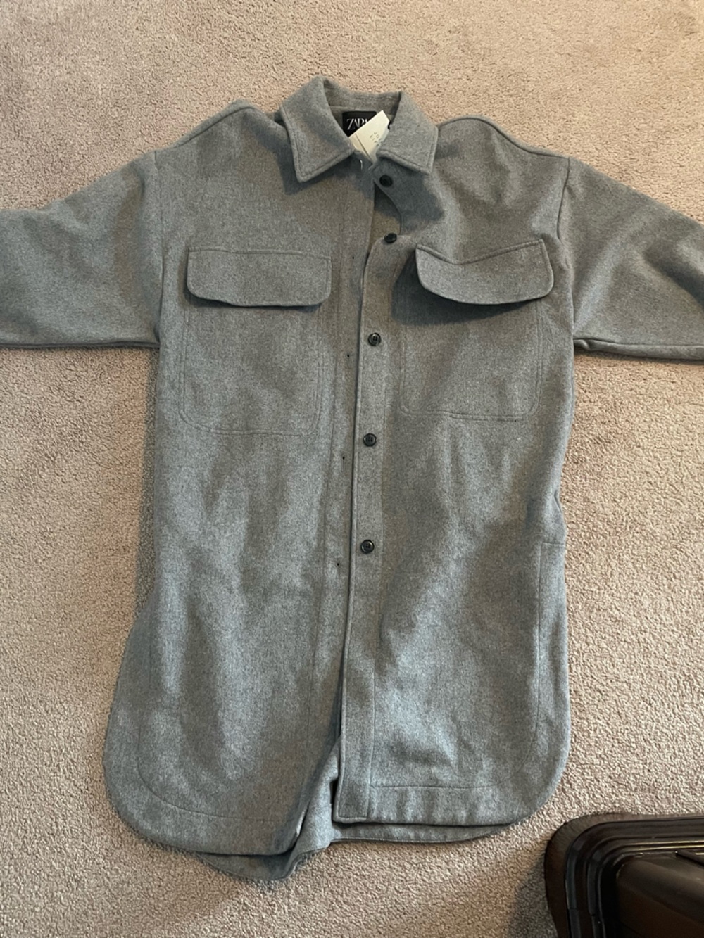 Nwt Zara Long Wool Blend Oversized Shirt Jacket - XS
